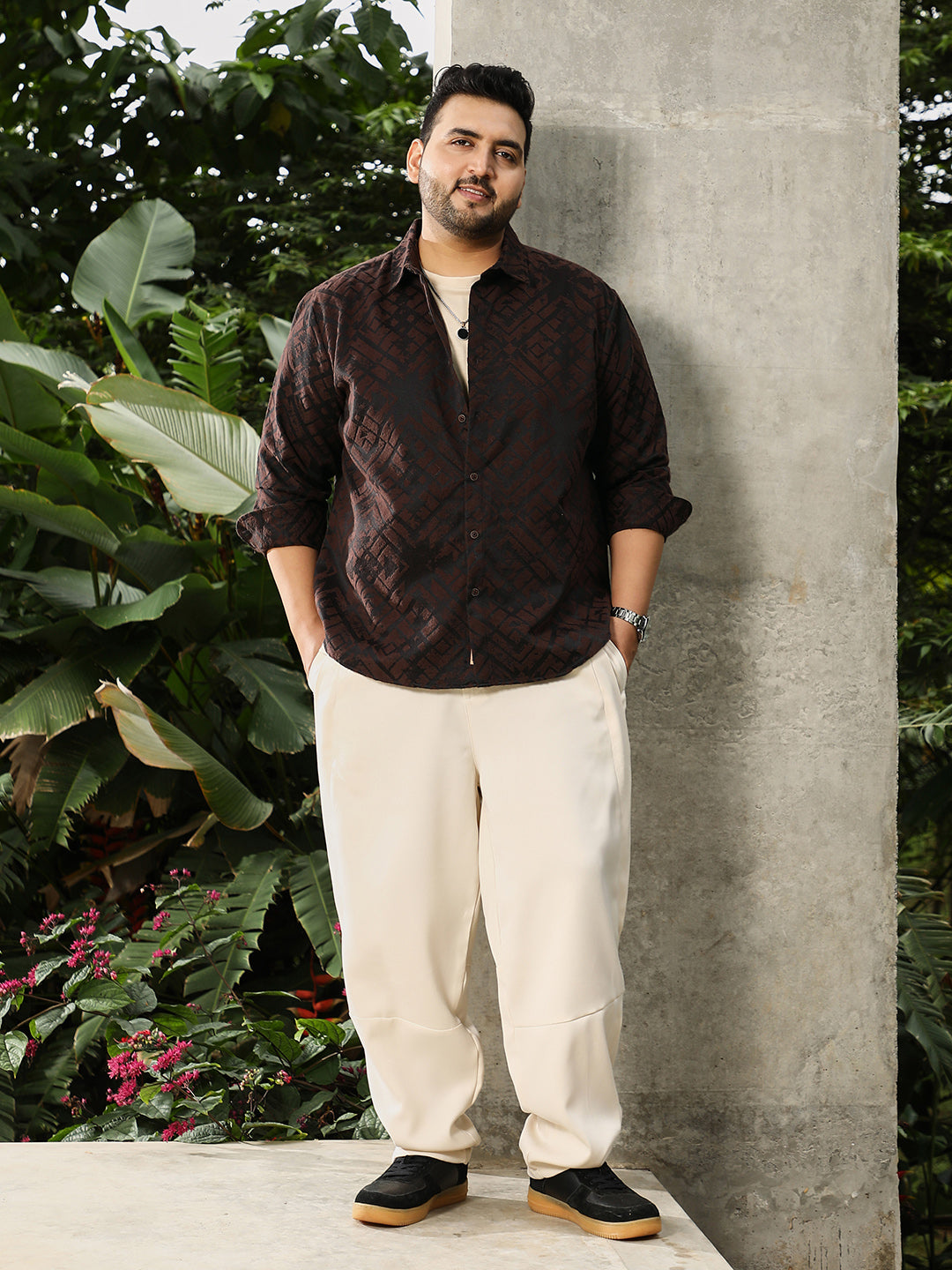 Faded-Cubic Jacquard Shirt