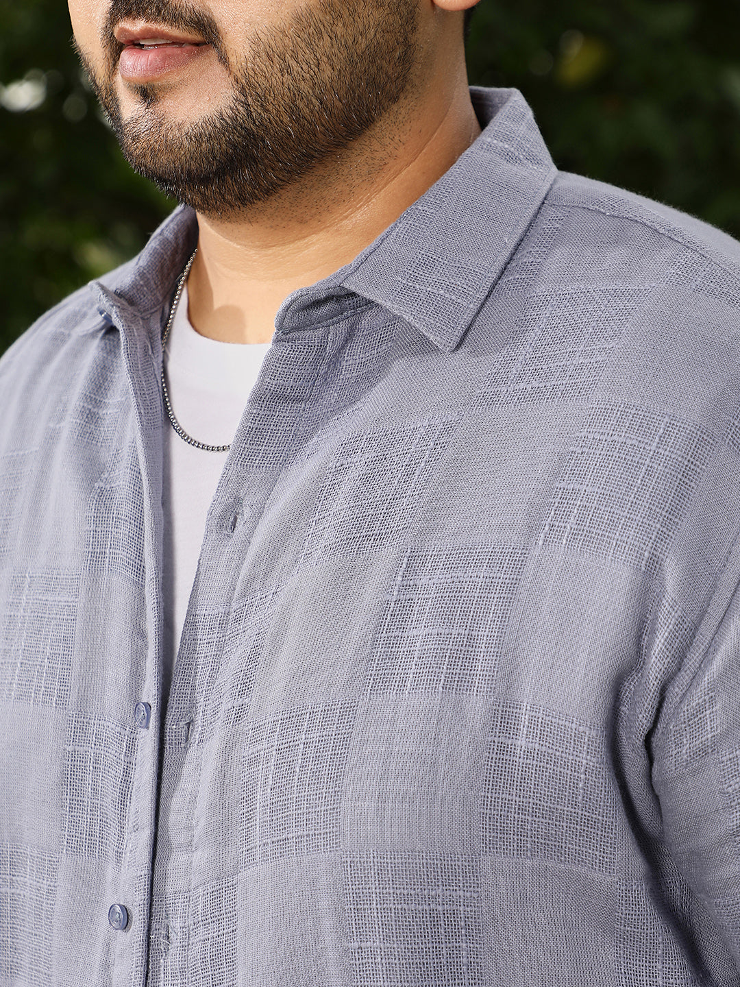 Self-Jacquard Check Shirt