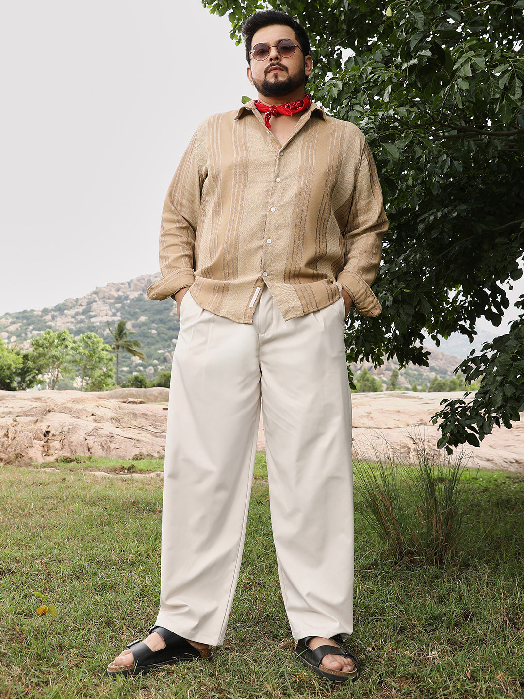 Unbalanced-Striped Jacquard Shirt