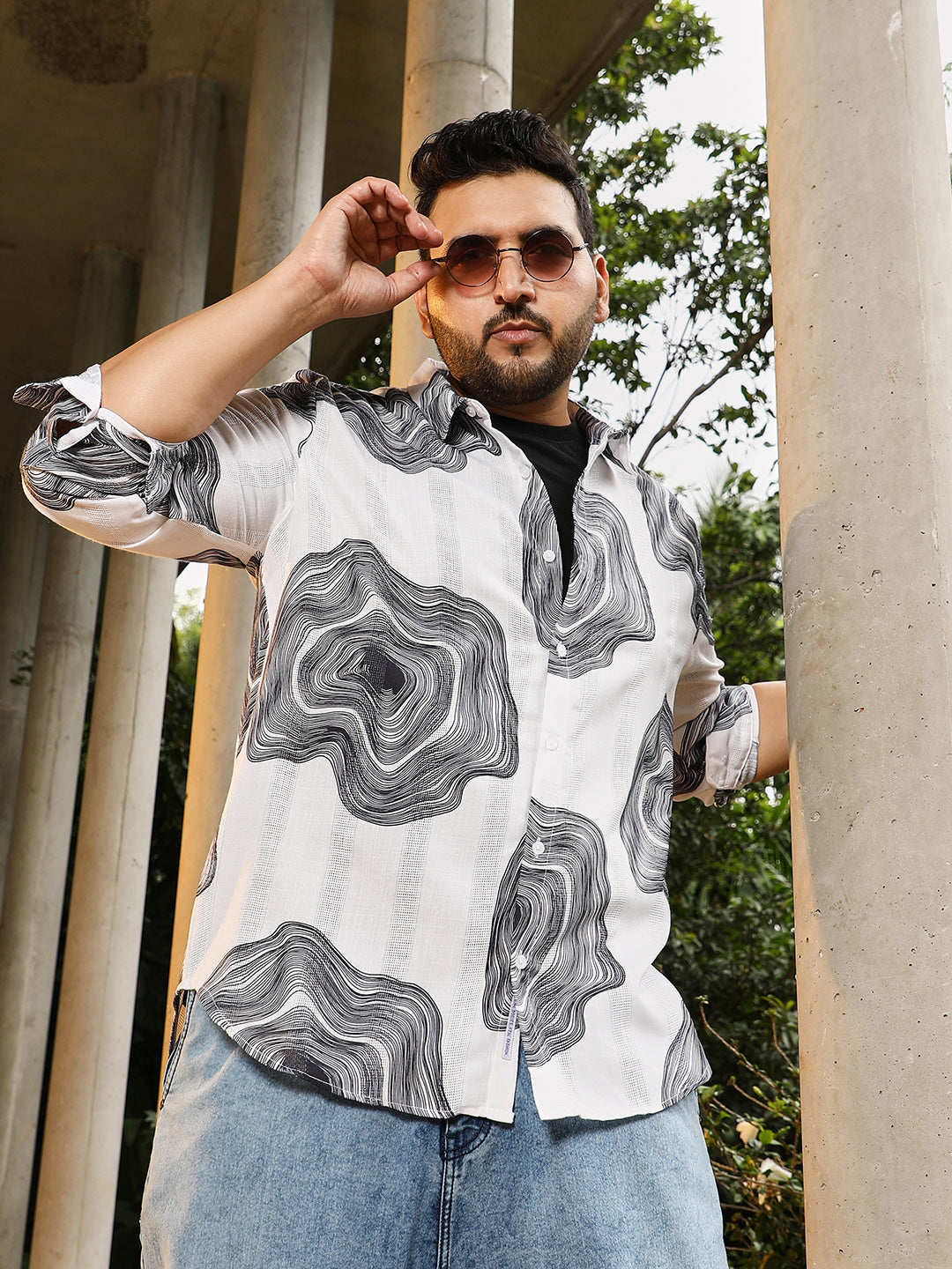 Contrast-Spool Jacquard Shirt