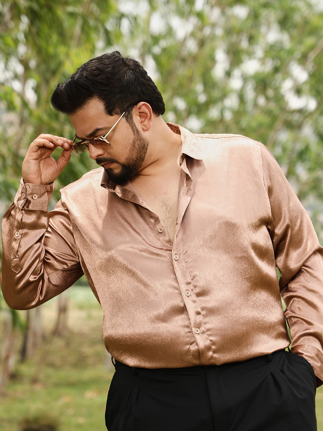 Gleaming Crushed-Satin Shirt