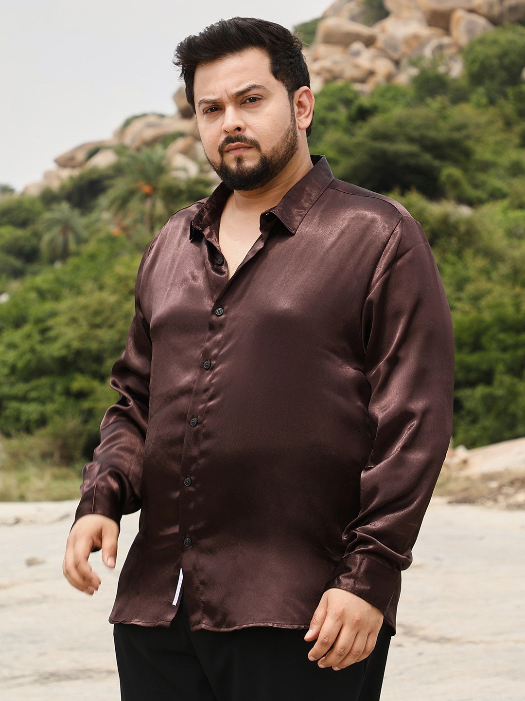 Gleaming Crushed-Satin Shirt