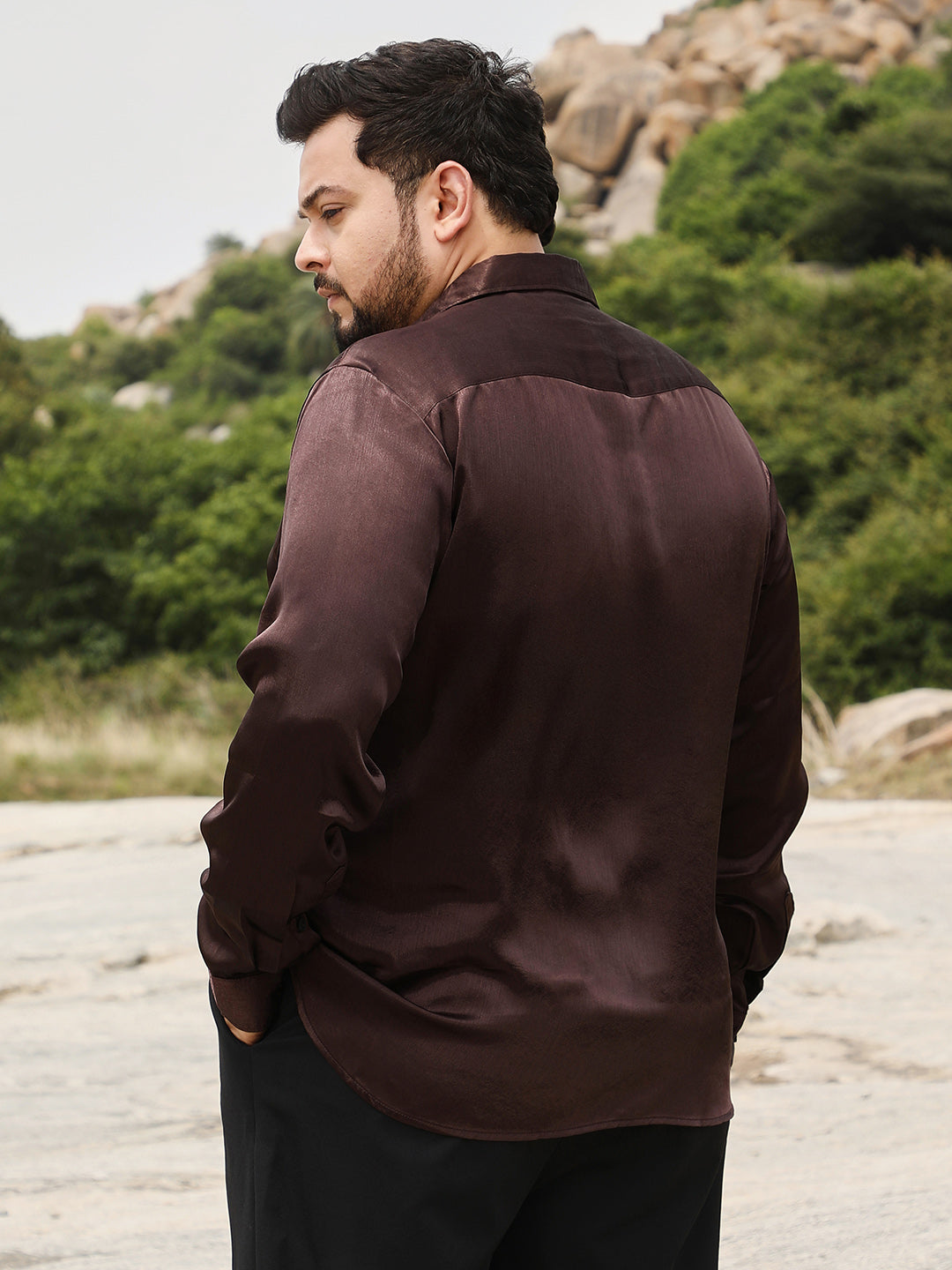 Gleaming Crushed-Satin Shirt