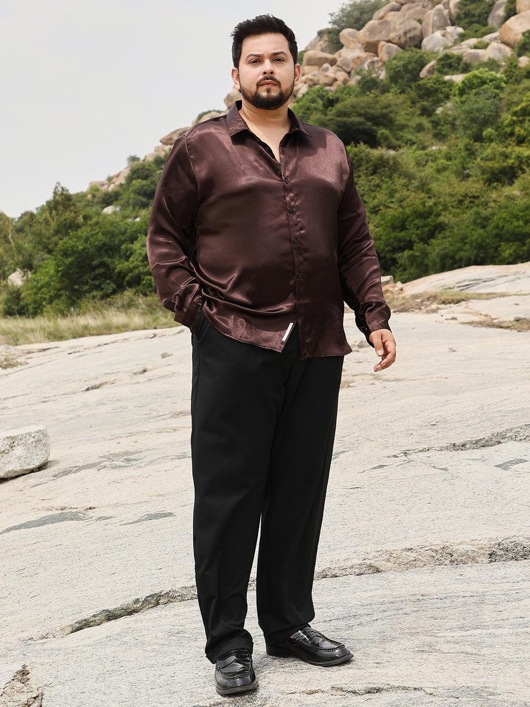 Gleaming Crushed-Satin Shirt