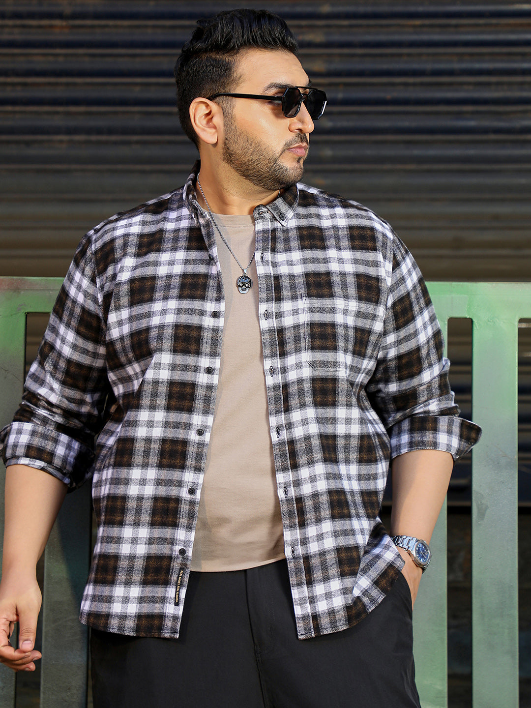 Dark Brown Tartan Check Shirt