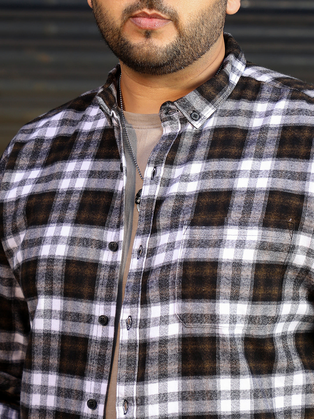 Dark Brown Tartan Check Shirt