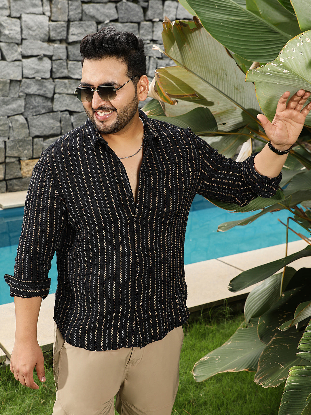 Duo-Jacquard Striped Shirt