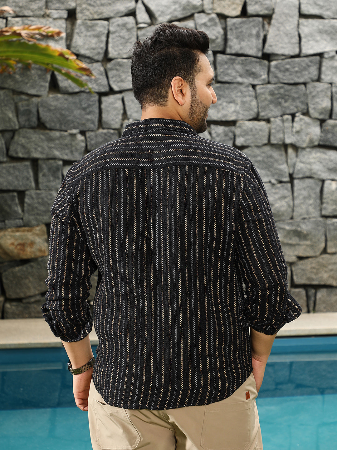 Duo-Jacquard Striped Shirt