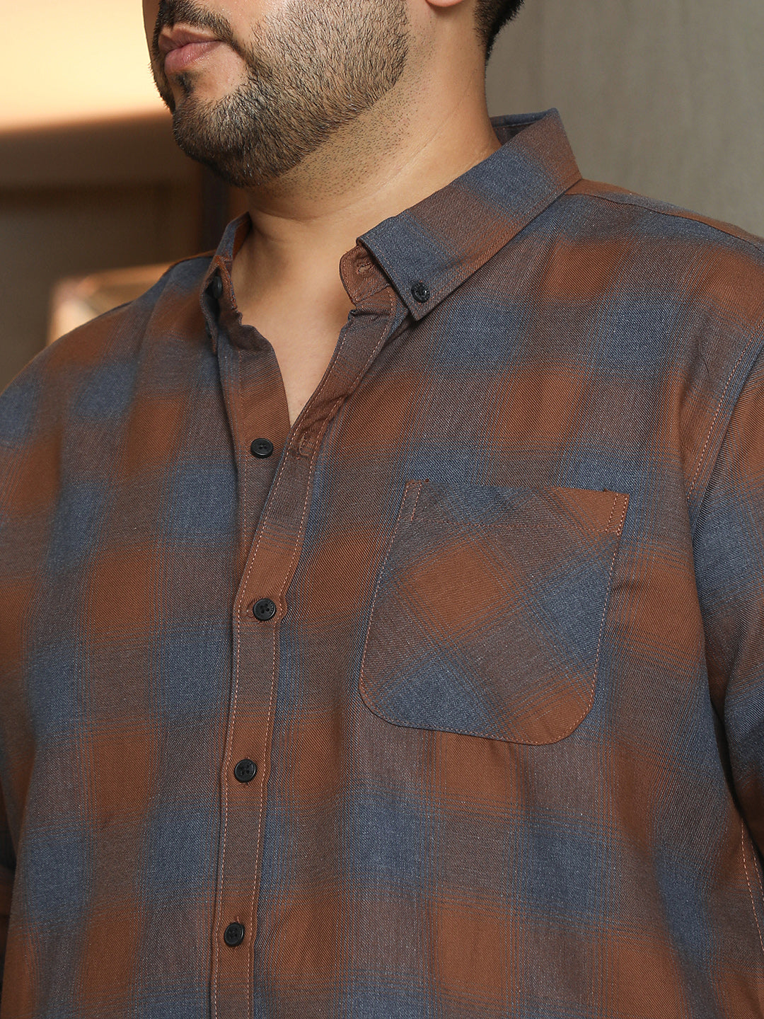 Brushing-Checks Regular Shirt