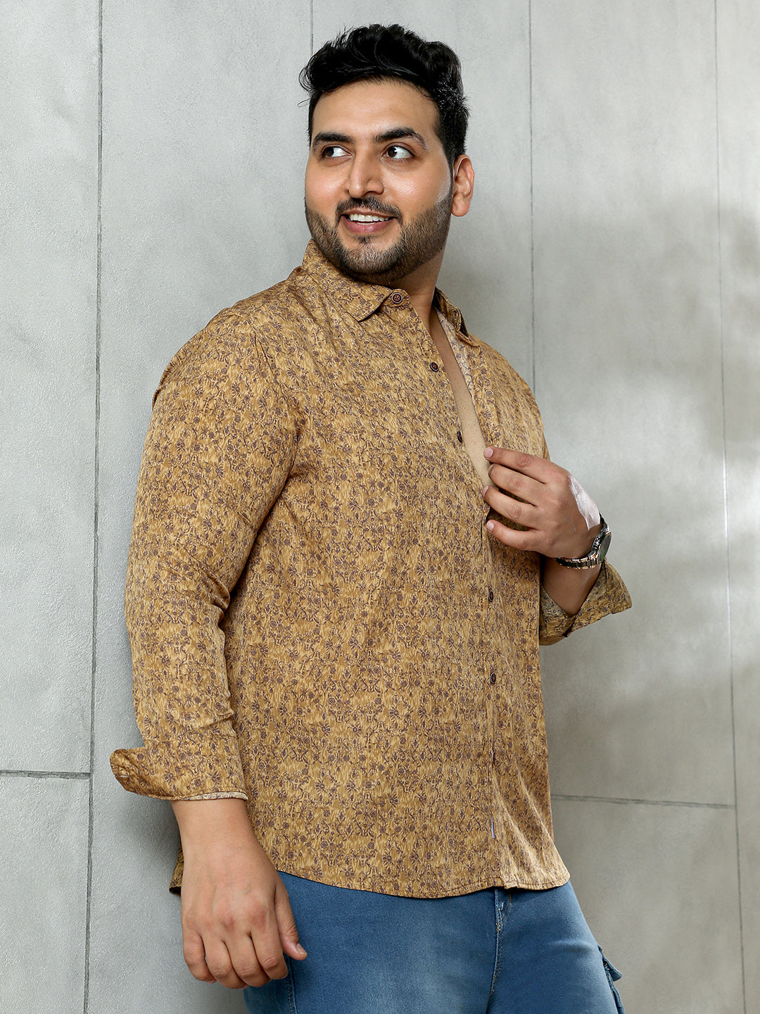 Indie Floral-Motif Imprint Shirt