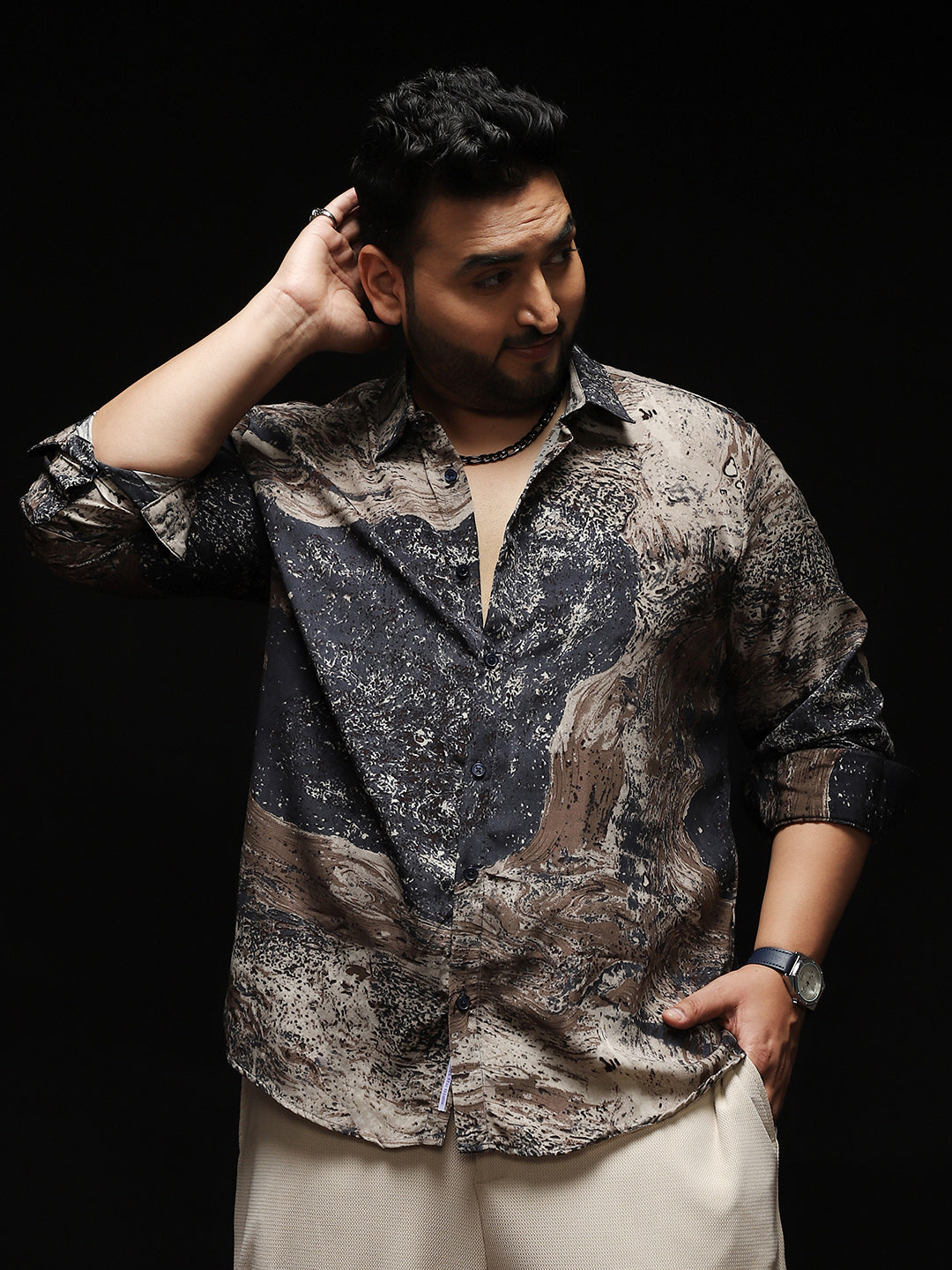 Marble-Specks Imprint Shirt