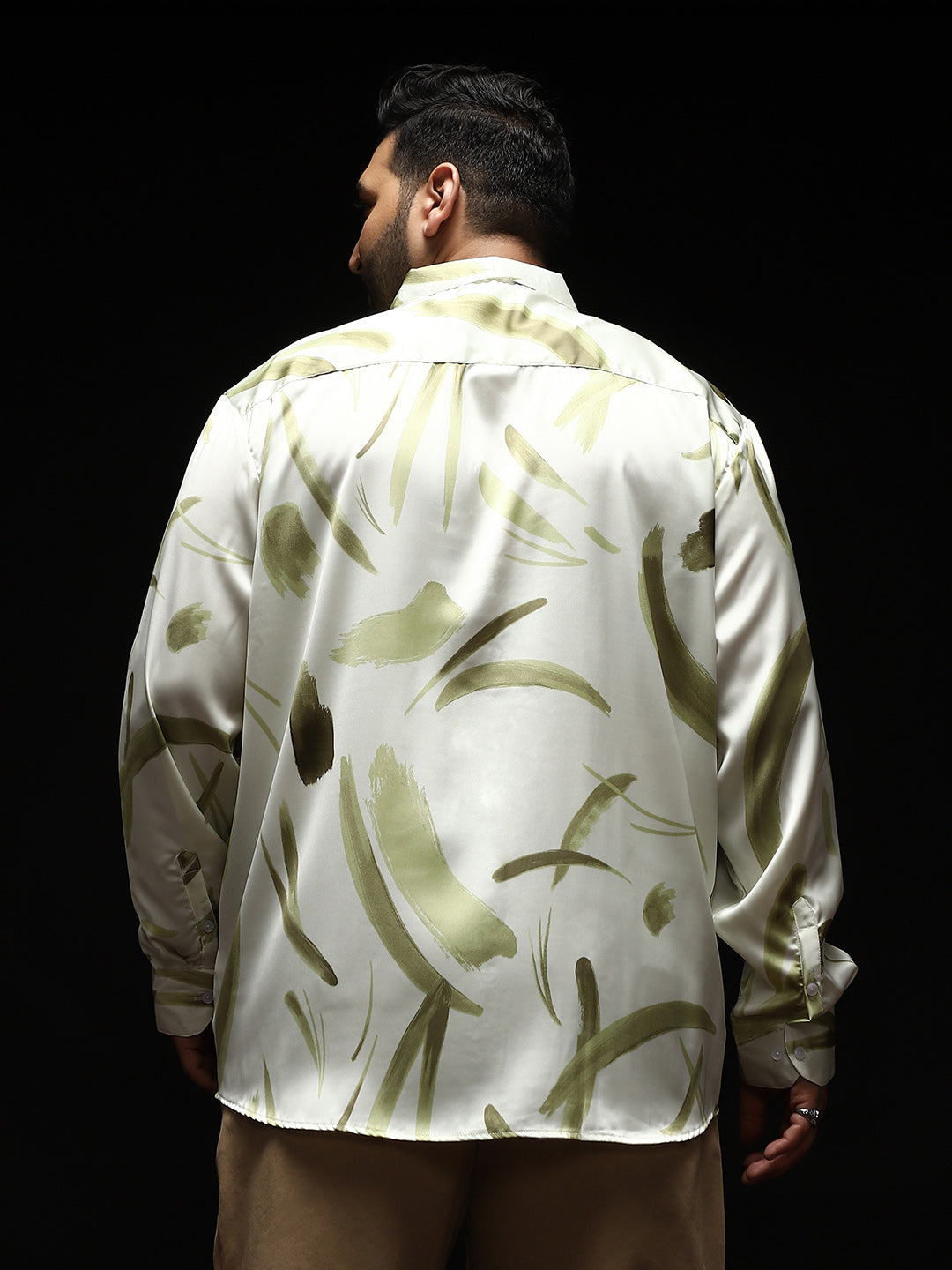 Contrast-Strokes Imprint Shirt