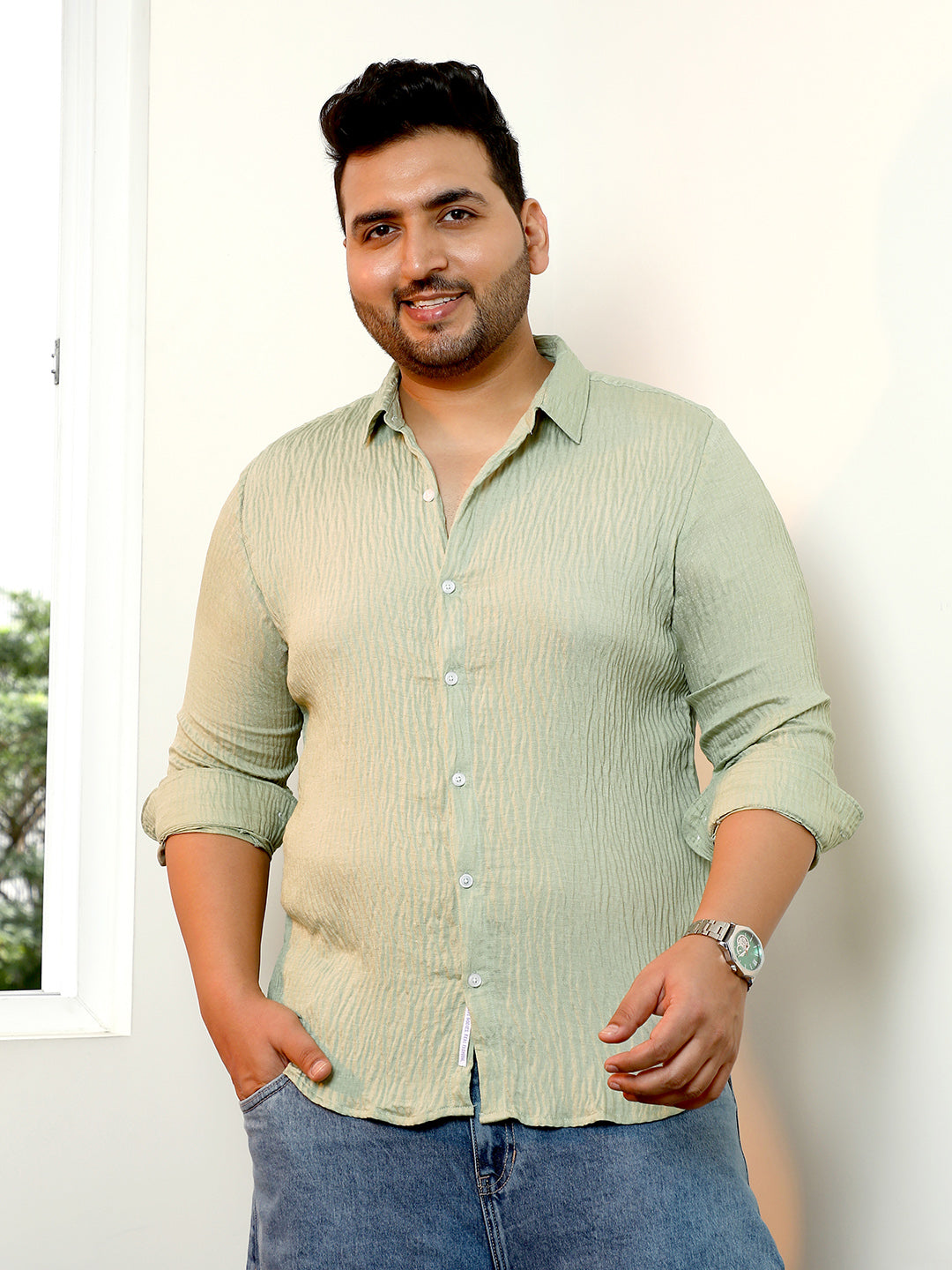 Solid Creased-Tactile Shirt