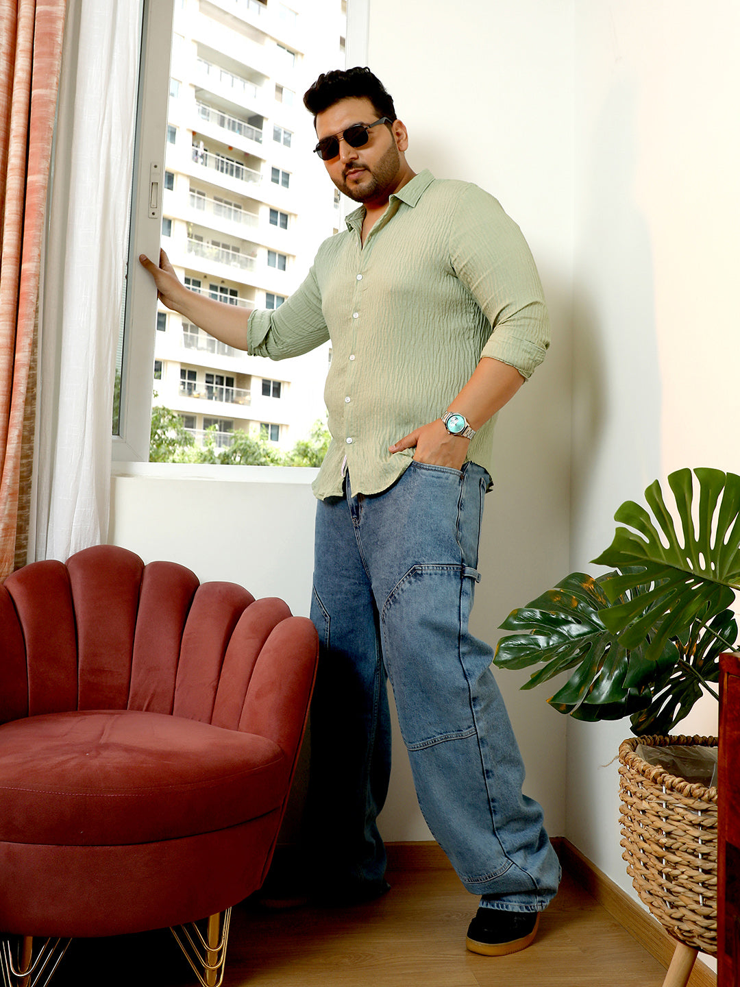 Solid Creased-Tactile Shirt