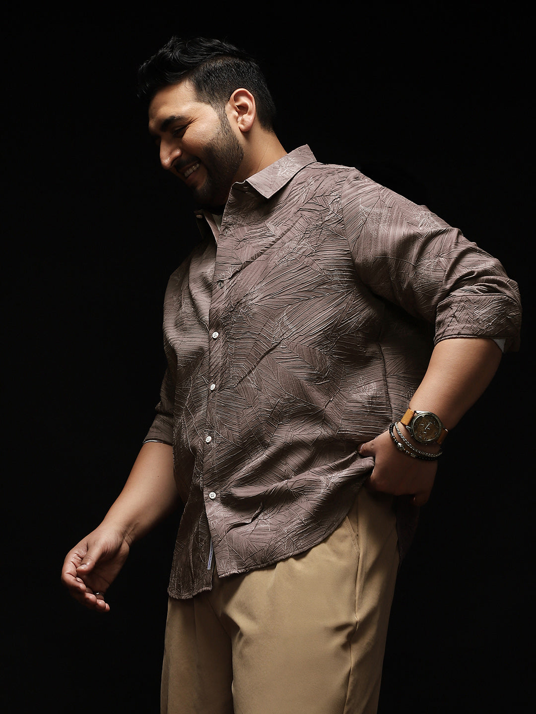 Twig-Imprint Foliage-Tactile Shirt