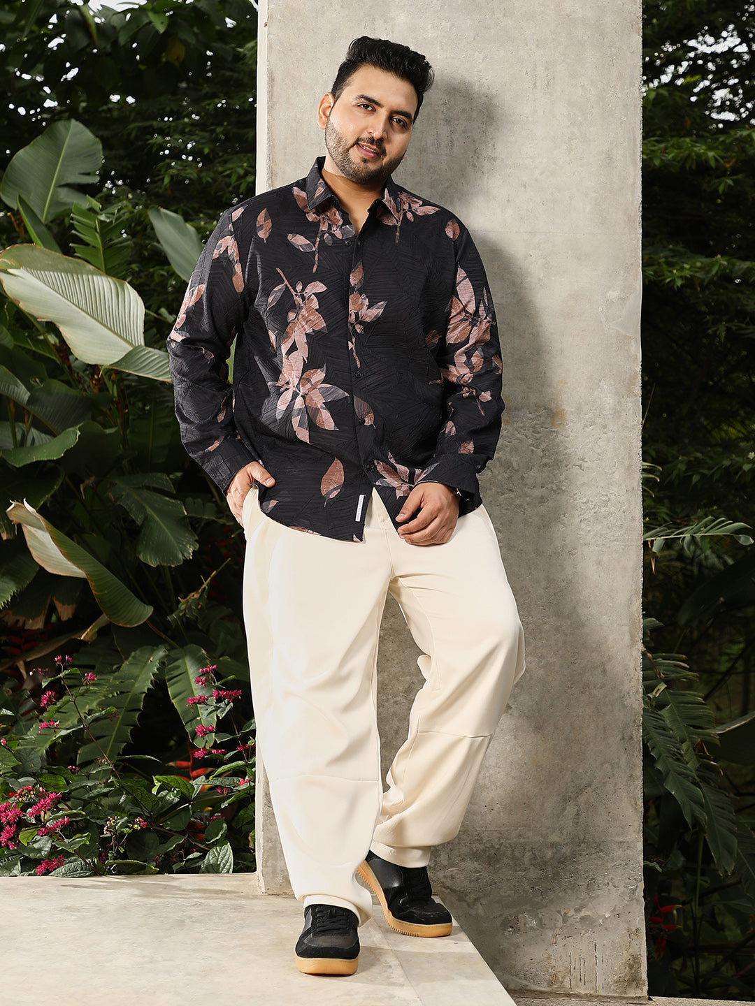 Imprinted Foliage Textured Shirt