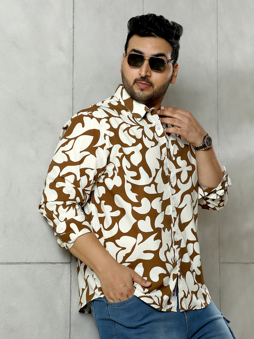 Contrast-Botanics Imprint Shirt