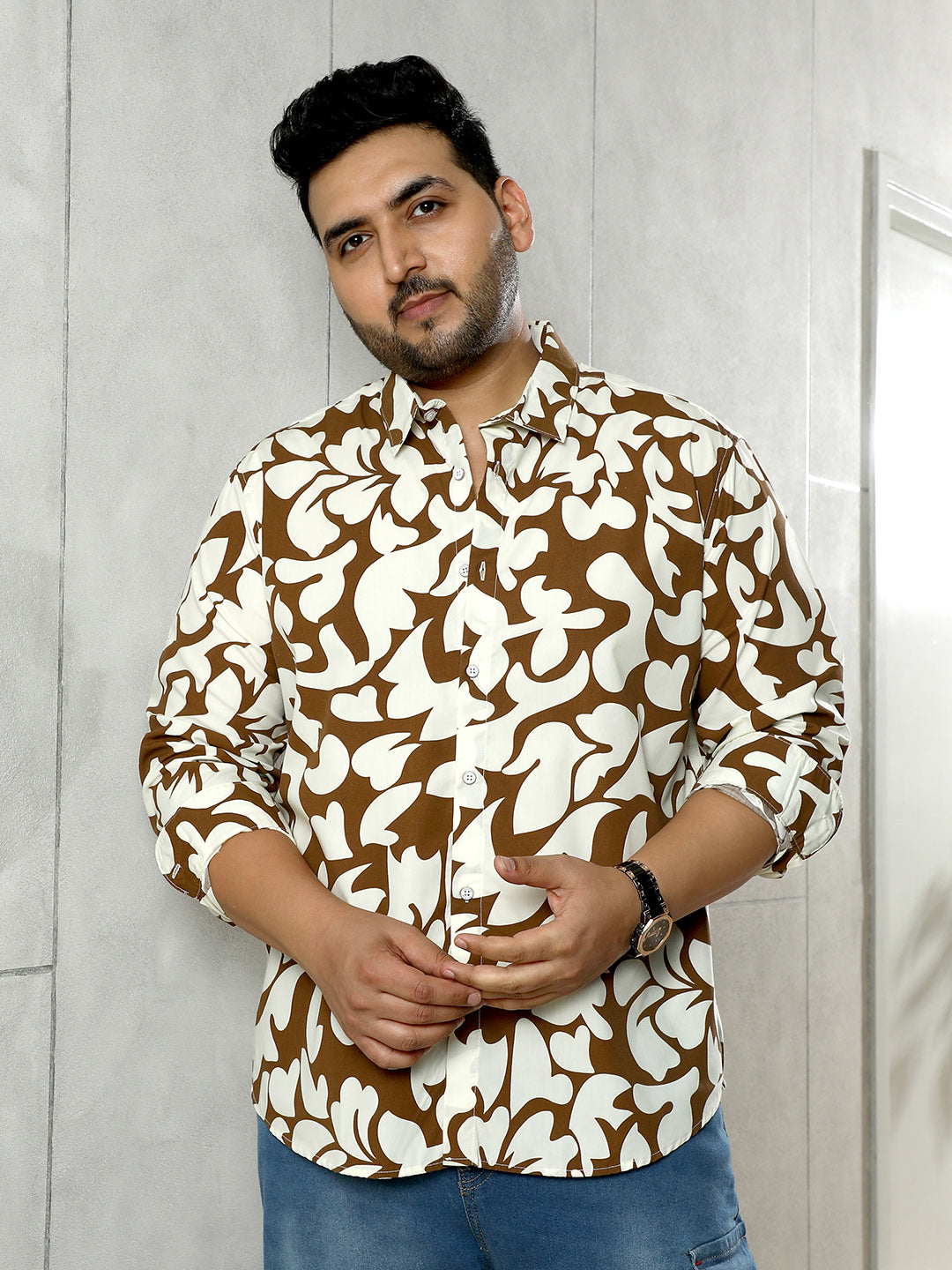 Contrast-Botanics Imprint Shirt
