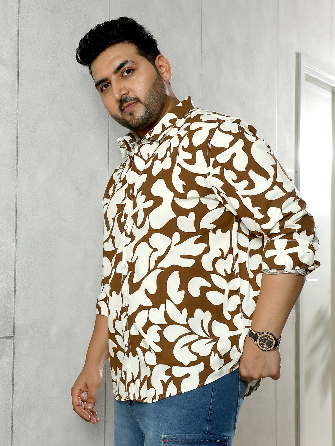 Contrast-Botanics Imprint Shirt