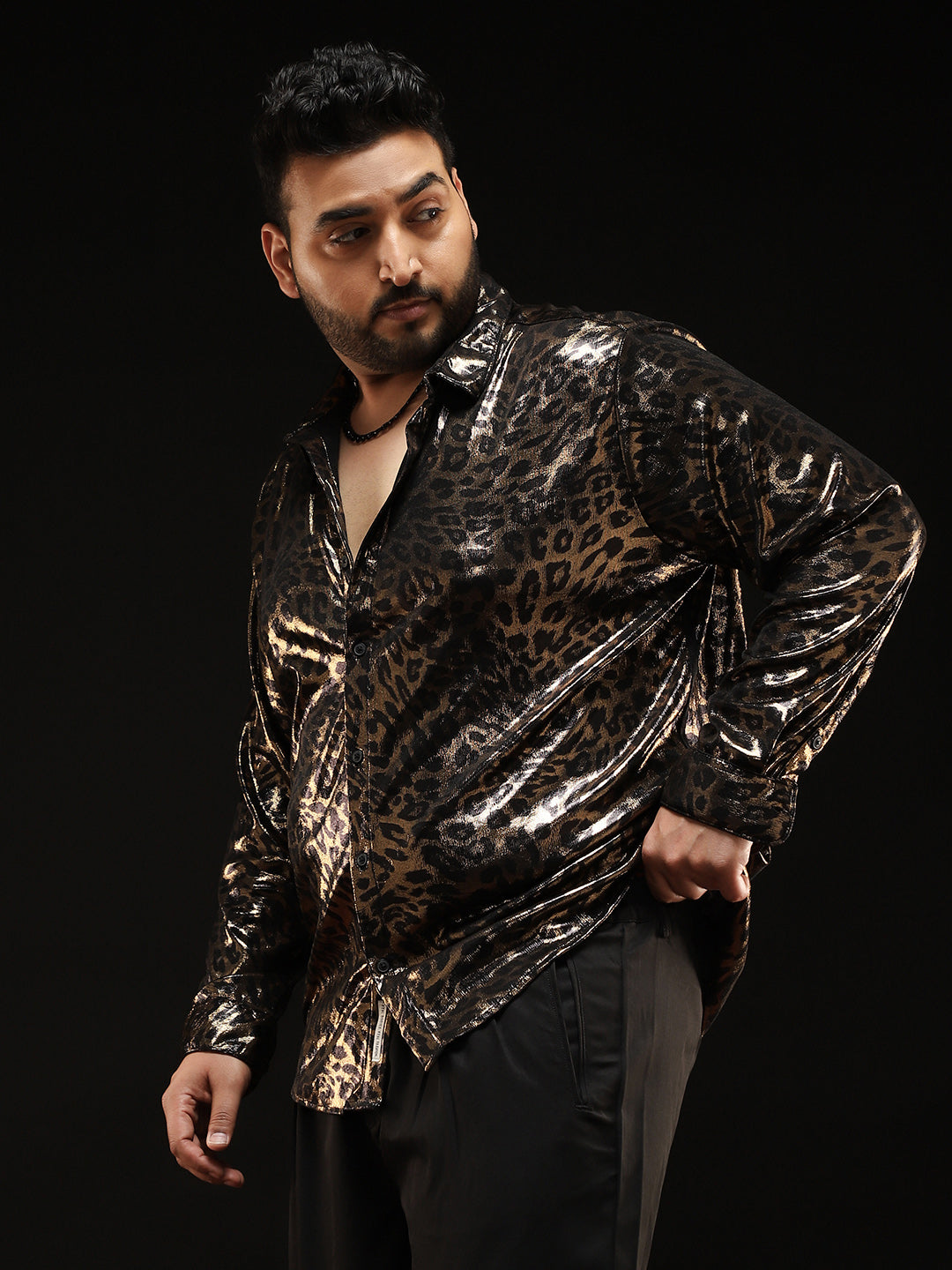 Metallic-Cheetah Velvet Shirt