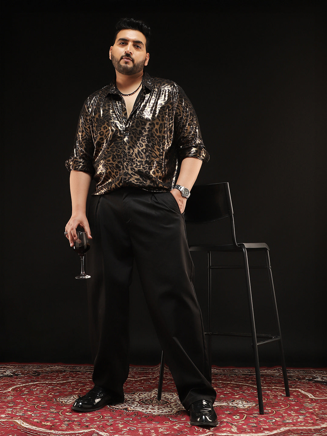 Metallic-Cheetah Velvet Shirt