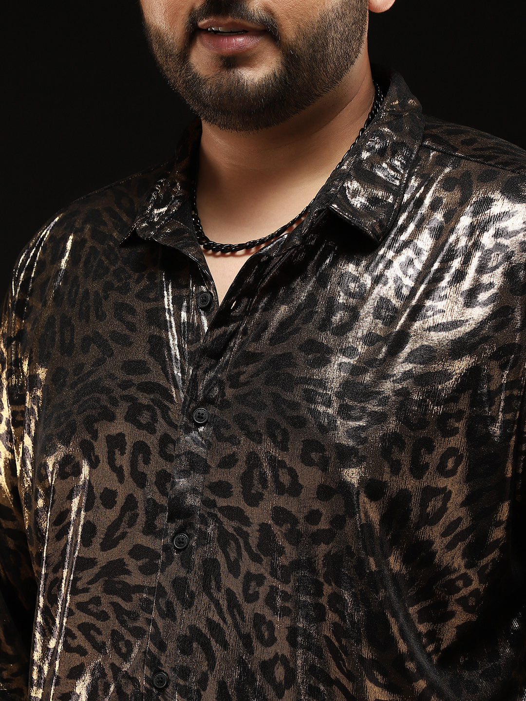 Metallic-Cheetah Velvet Shirt