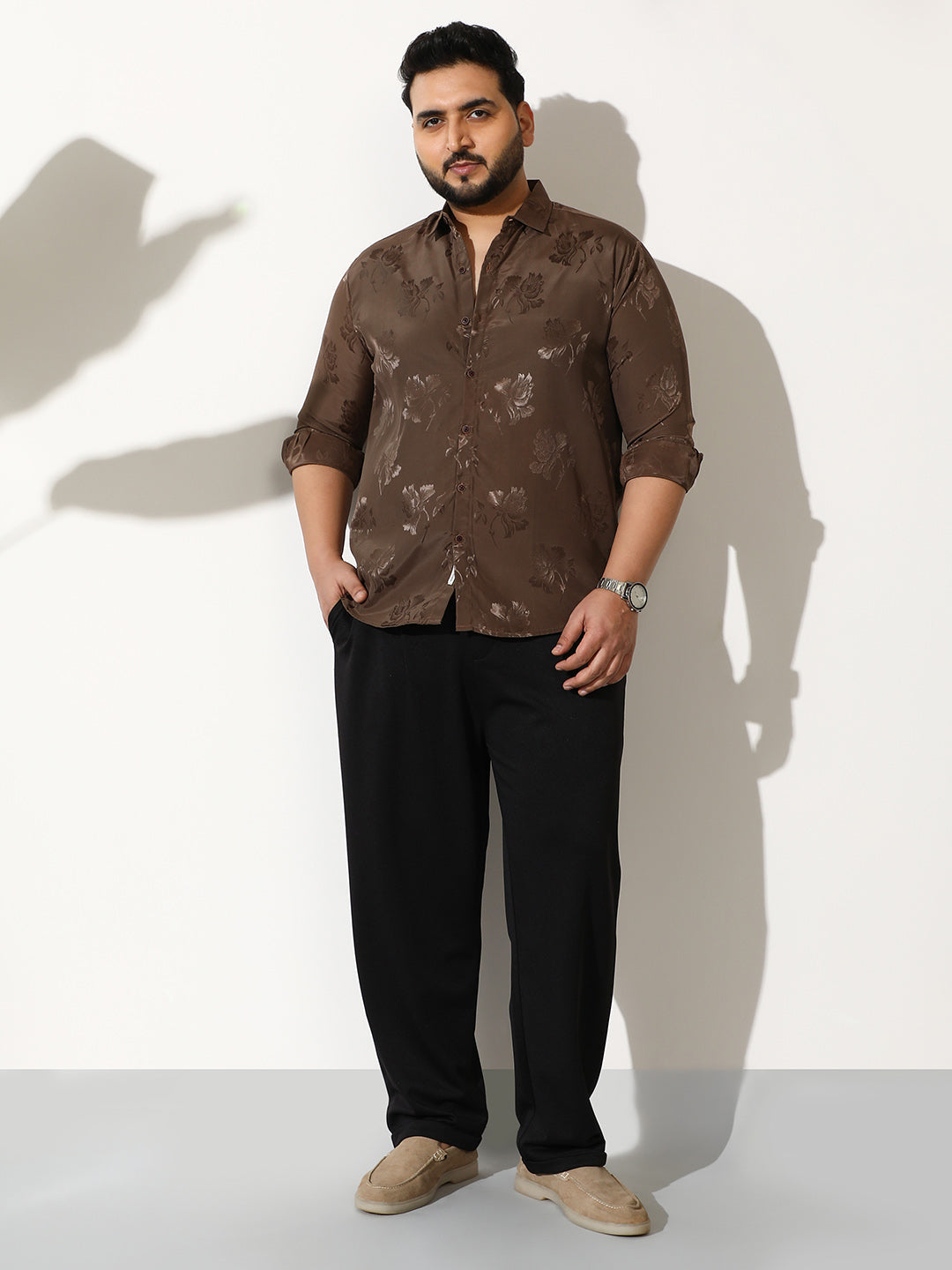 Roses-Jacquard Satin Shirt