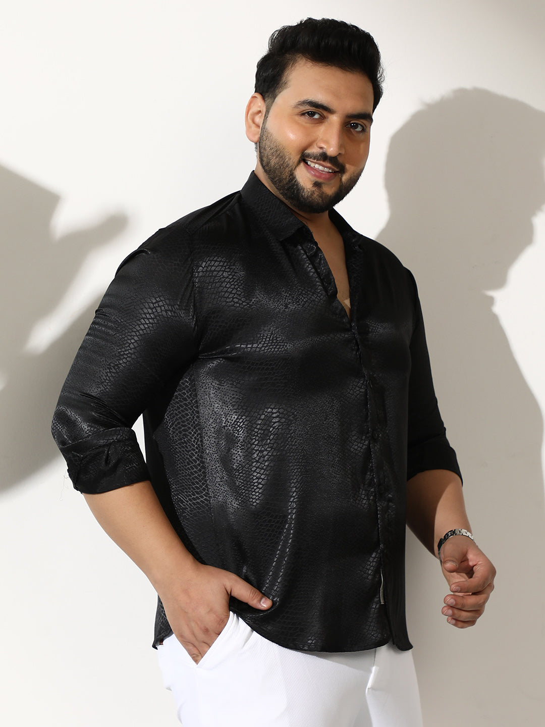 Reptilia Satin-Jacquard Shirt