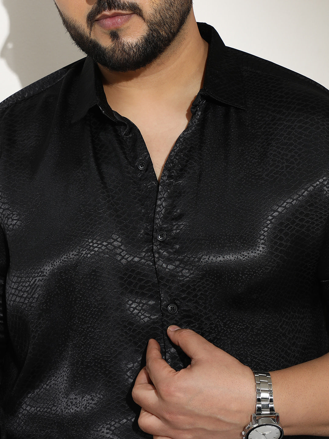 Reptilia Satin-Jacquard Shirt