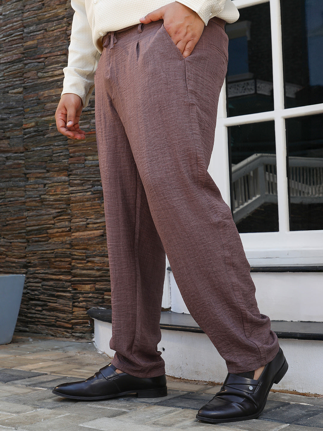 Straight Linen-Blend Trousers