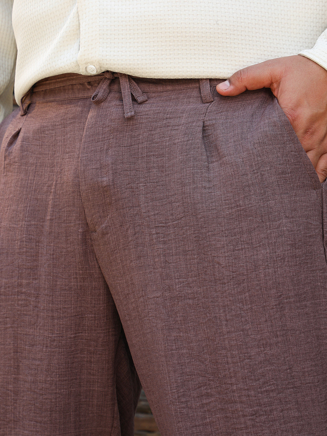 Straight Linen-Blend Trousers