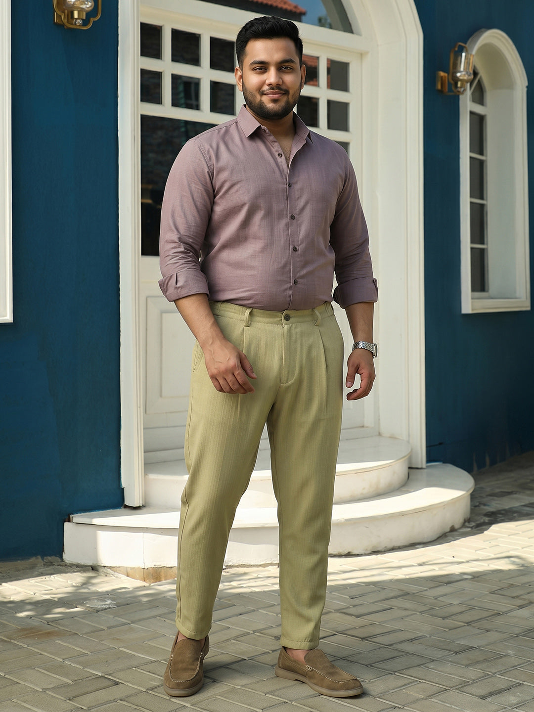 Khaki Mid-Rise Regular Fit Trouser