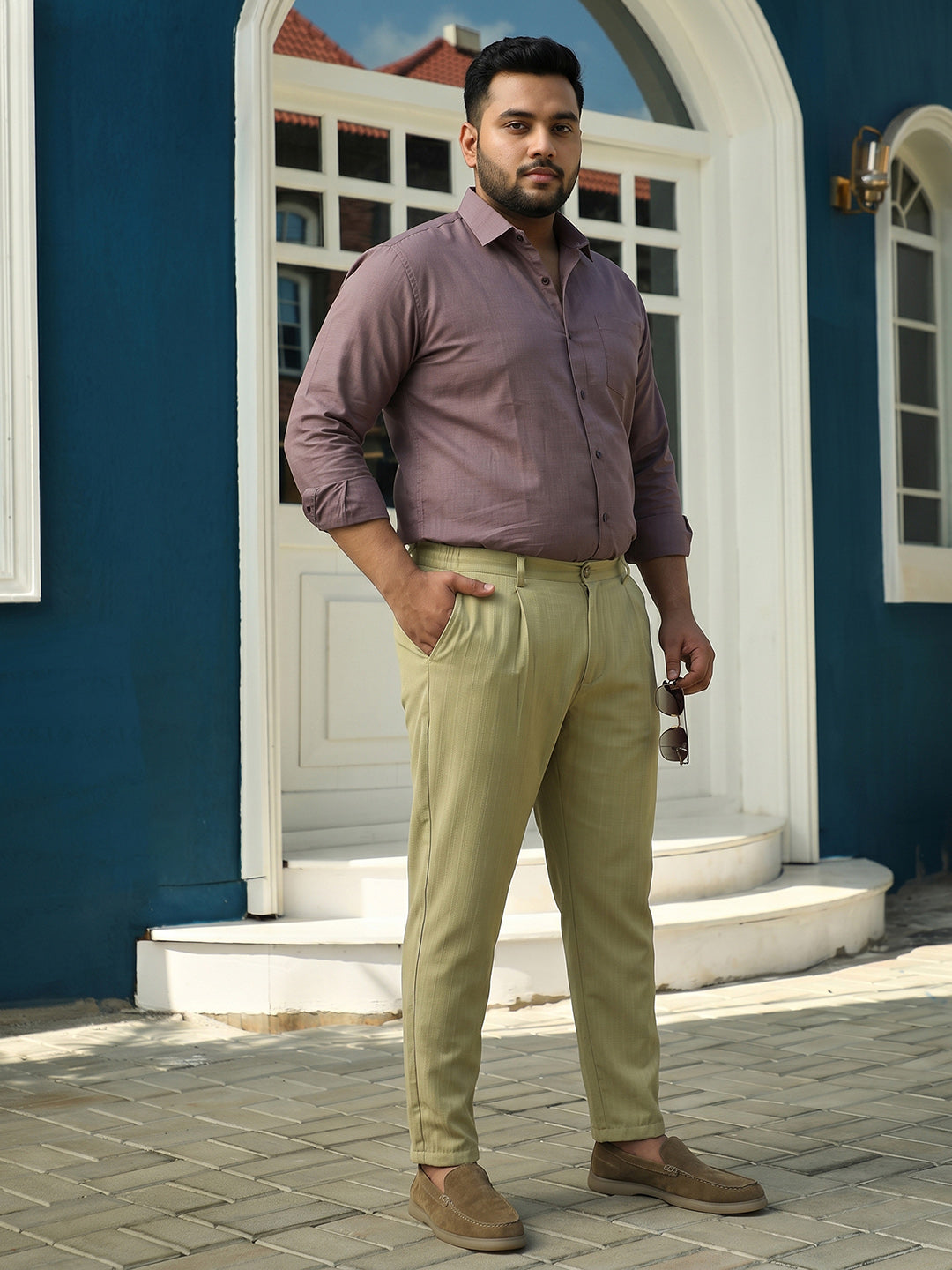 Khaki Mid-Rise Regular Fit Trouser