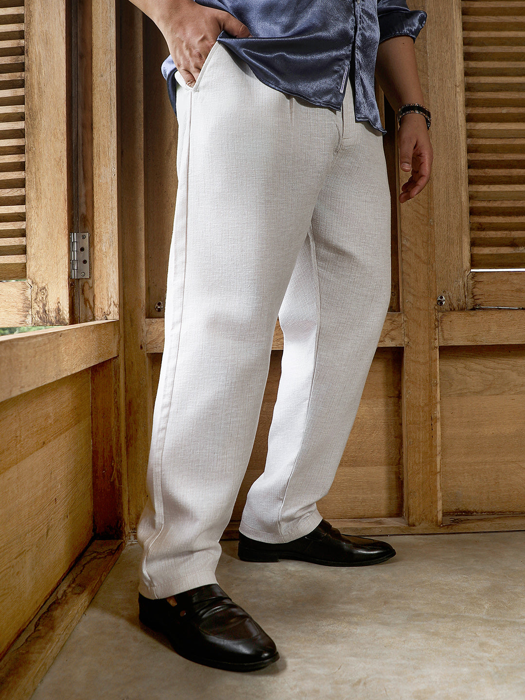 Textured-Woven Cigrette Trousers