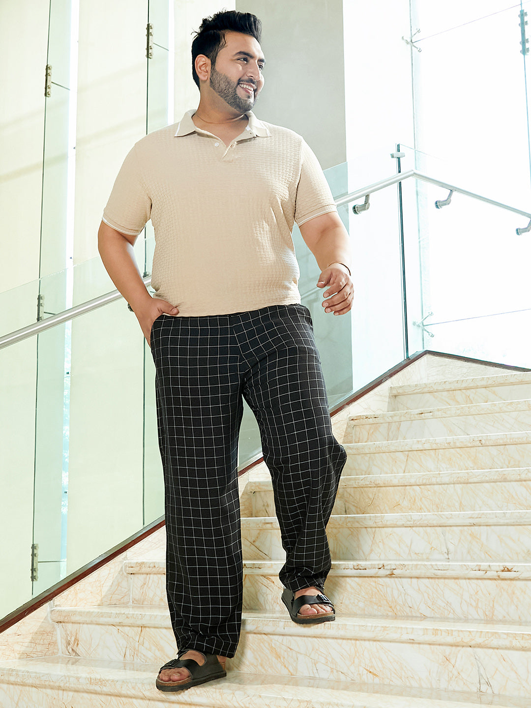 Graph-Check Staright Trousers
