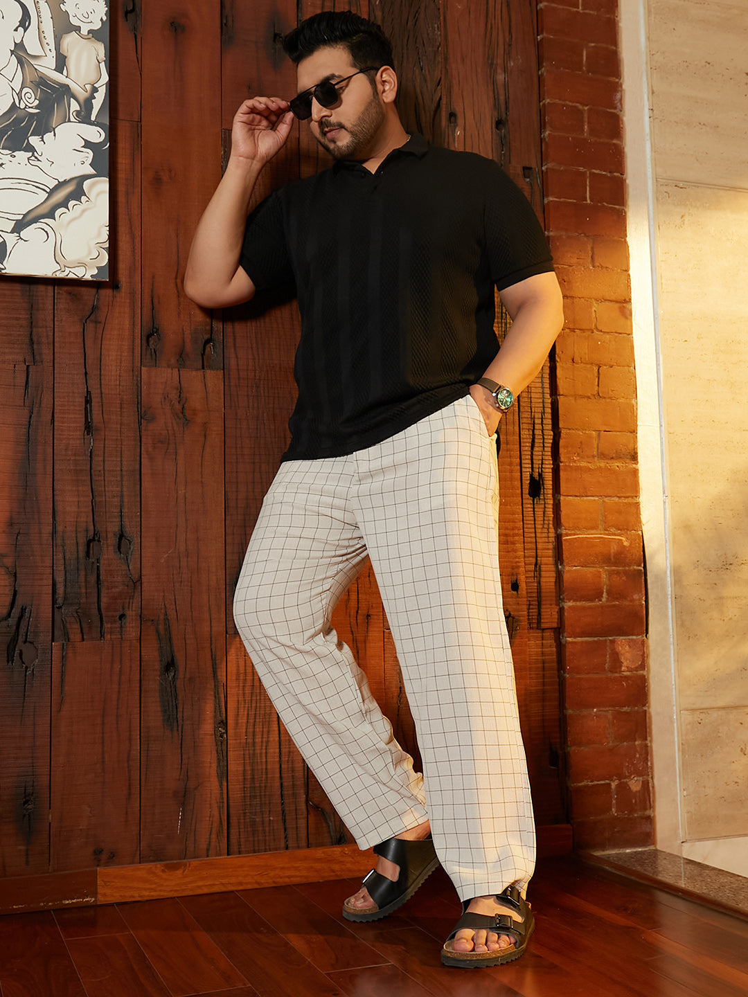 Graph-Check Casual Trousers