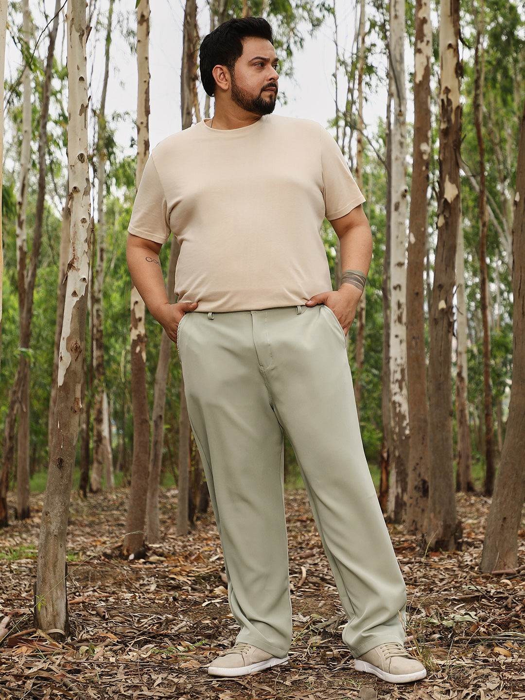 Solid Relaxed Chino Trousers