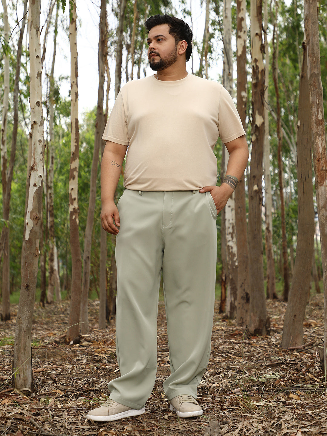 Solid Relaxed Chino Trousers