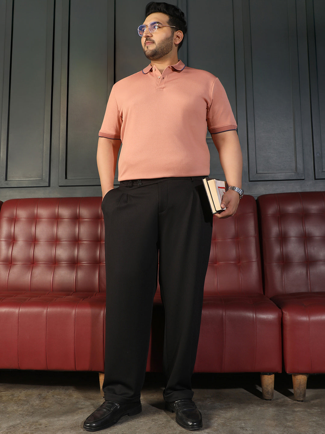 Black Mid-Rise Relaxed Fit Trouser