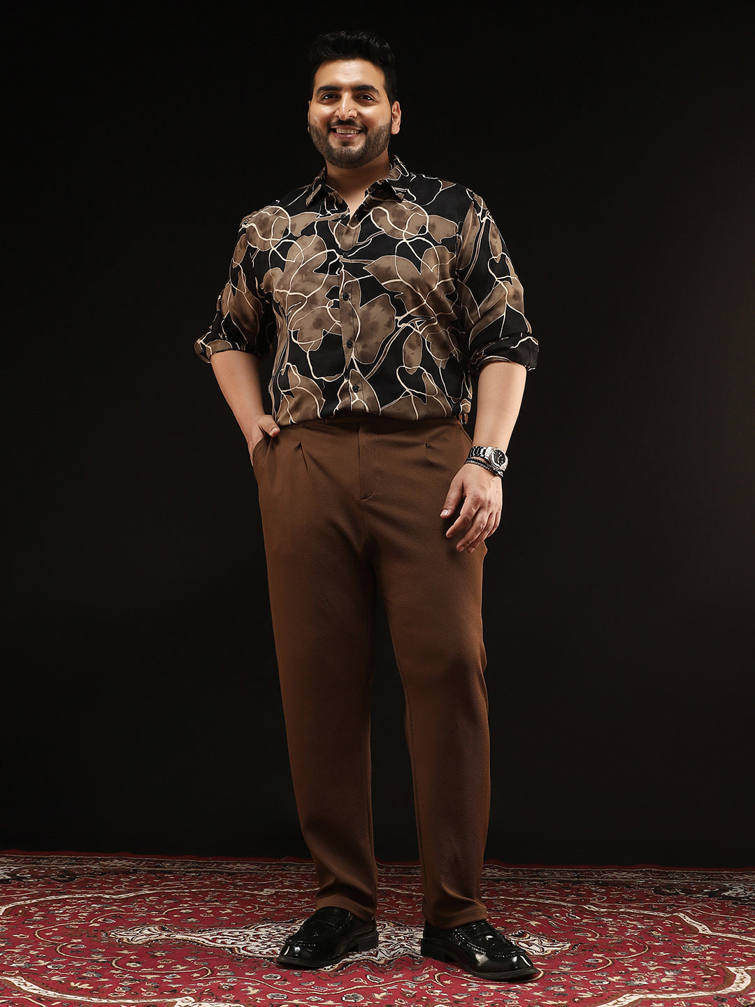 Extended-Waistband Pleated Trousers