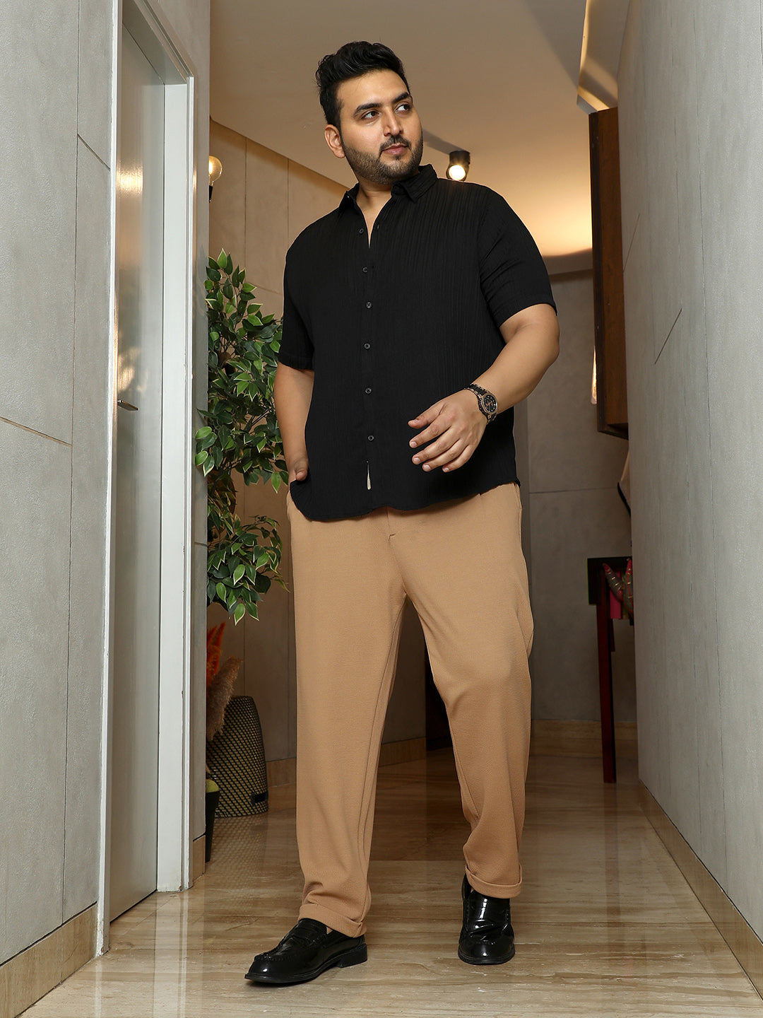 Twill-Pleated Trousers