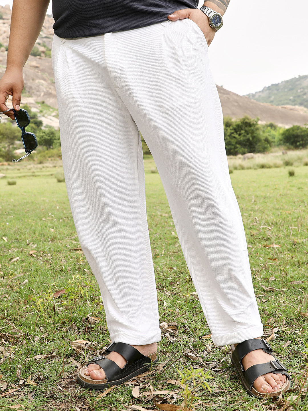 Twill-Pleated Trousers