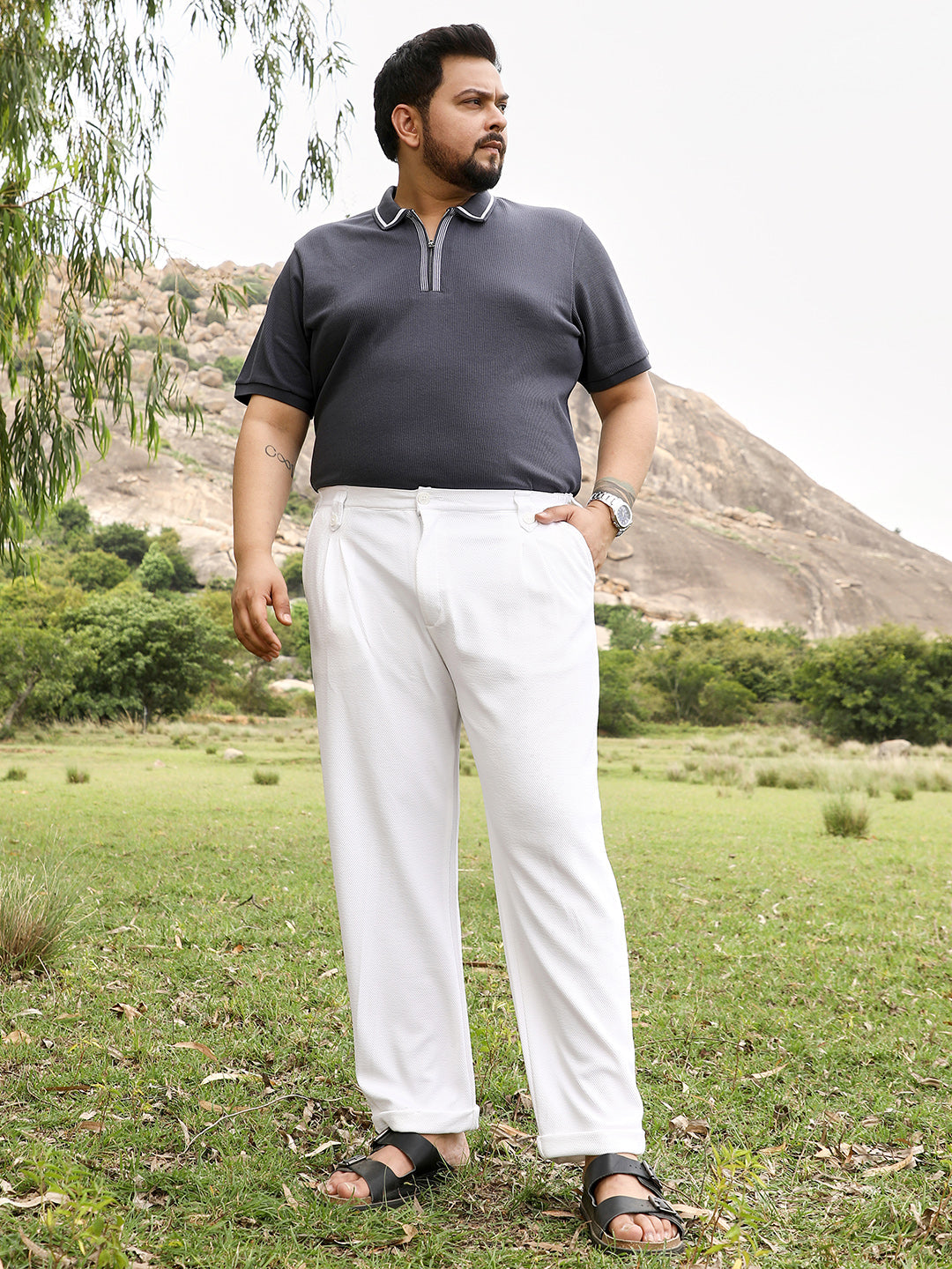 Twill-Pleated Trousers