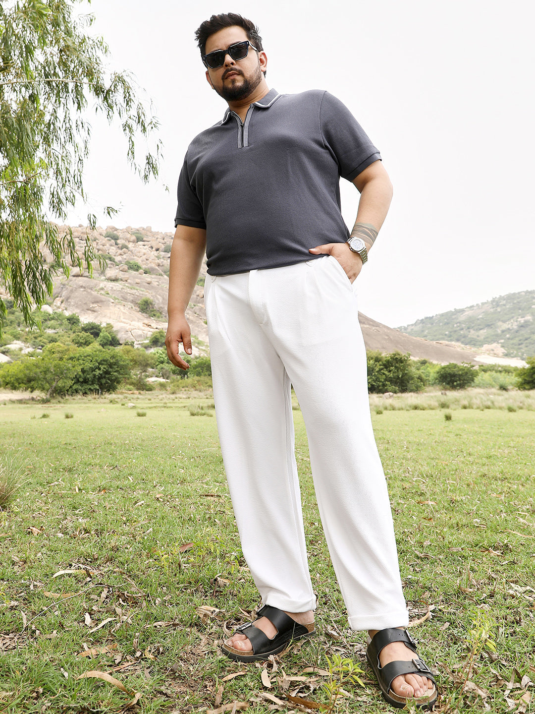 Twill-Pleated Trousers