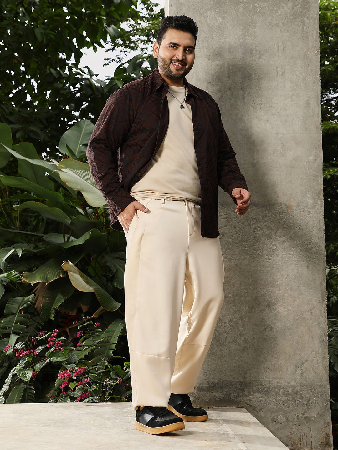 Twill-Panelled Chino Trousers