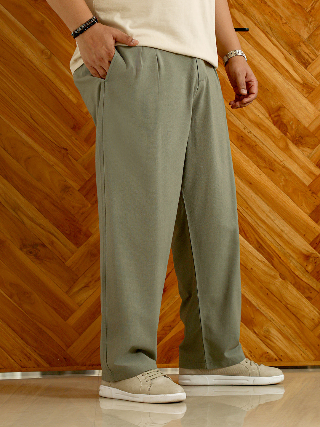 Linen-Blend Cigrette Trousers