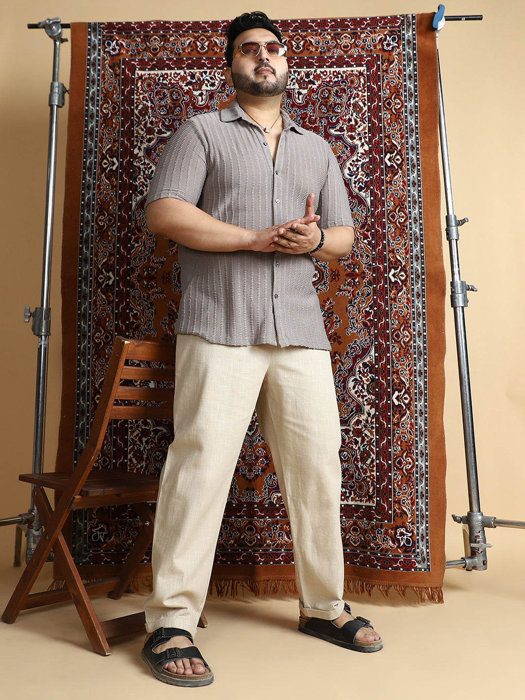 Linen-Blend Cuffed Trousers