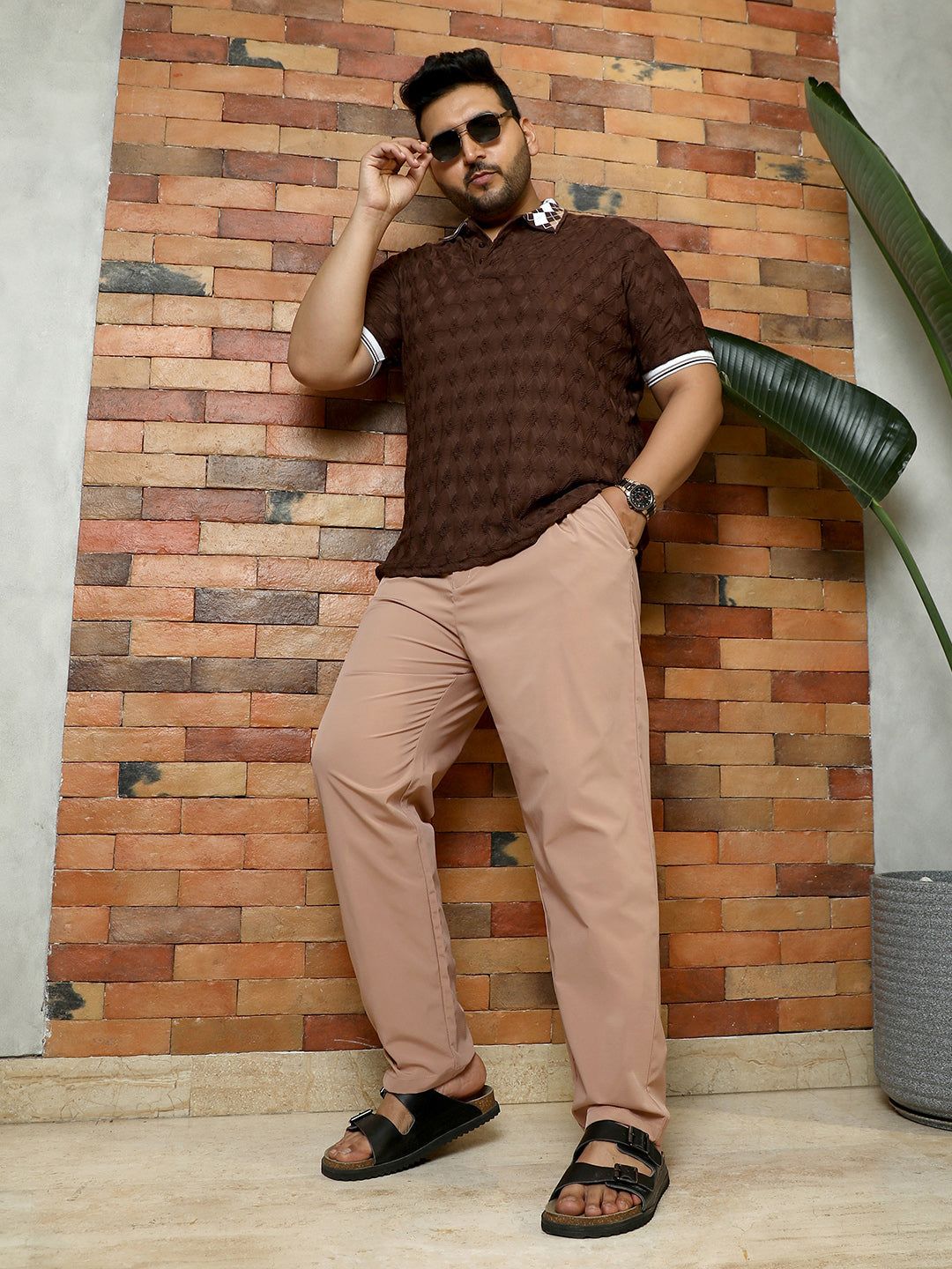Solid Pleated Tailored Trousers