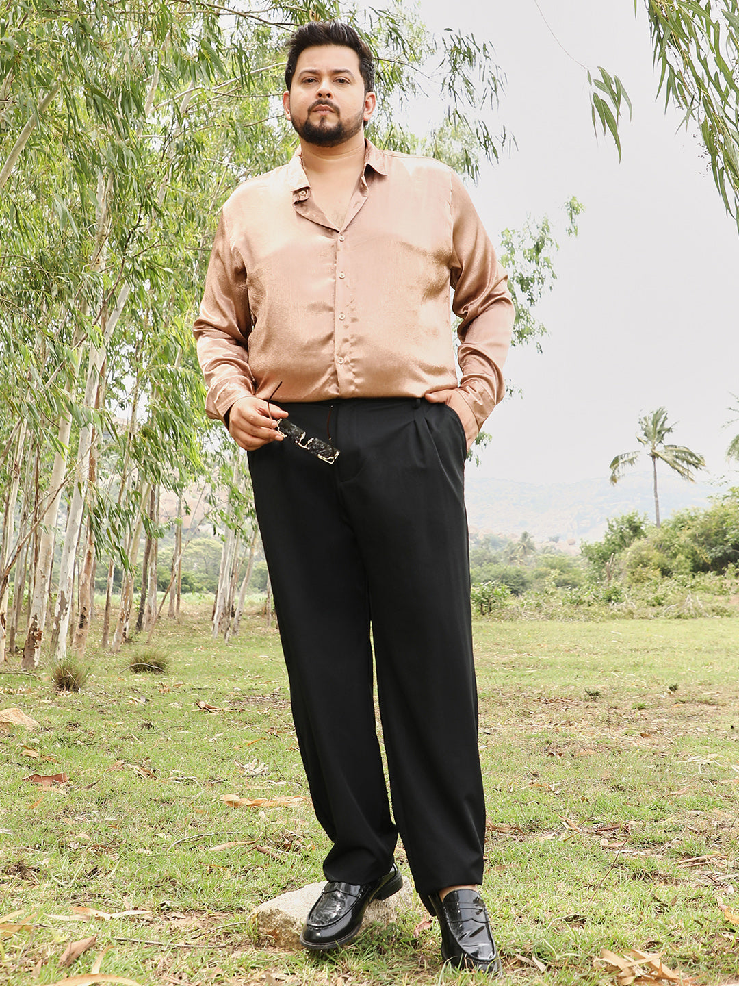 Extended-Waistband Pleated Trousers