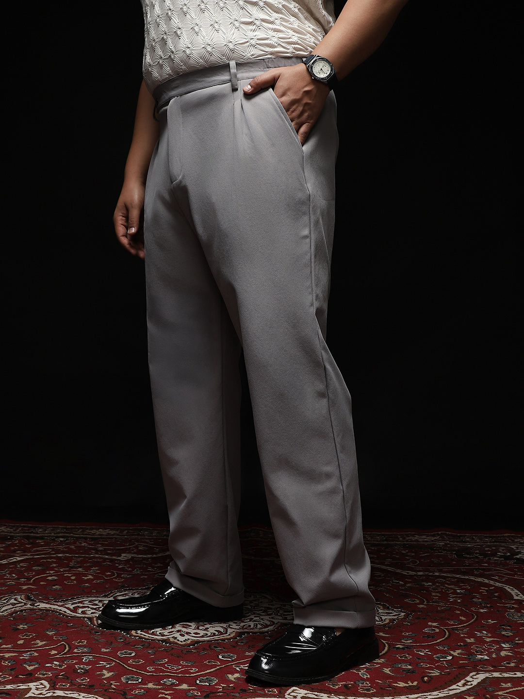 Extended-Waistband Straight Trousers